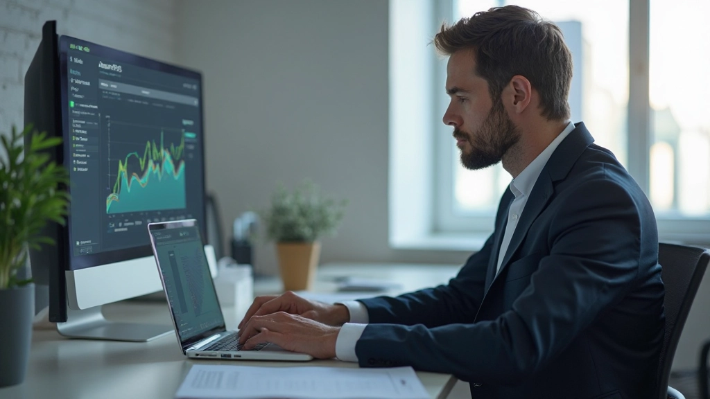Профессиональное рабочее пространство аналитика с компьютером и графиками