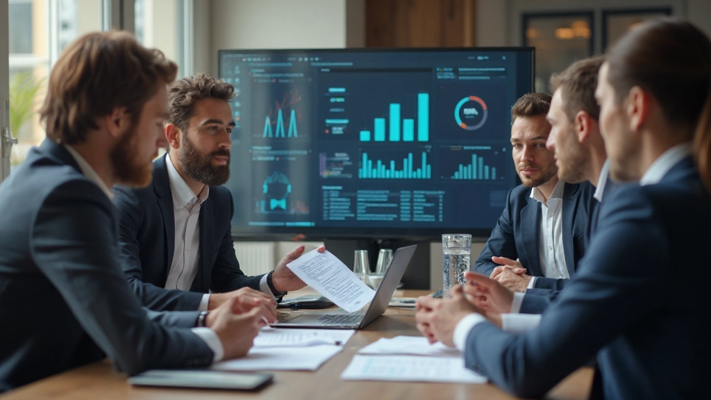 Команда маркетологов обсуждает результаты аналитики на встрече